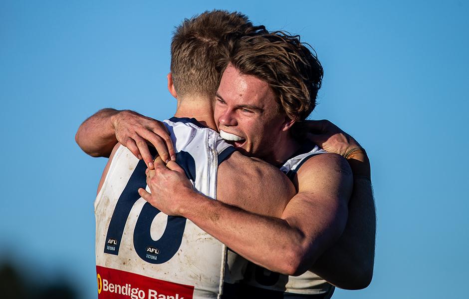 2019_07_20_VFL_HERO.jpg Oscar Brownless celebrates victory on the siren. - Geelong Cats